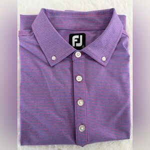 FootJoy Men's Purple and Pink Striped Button Down Shirt